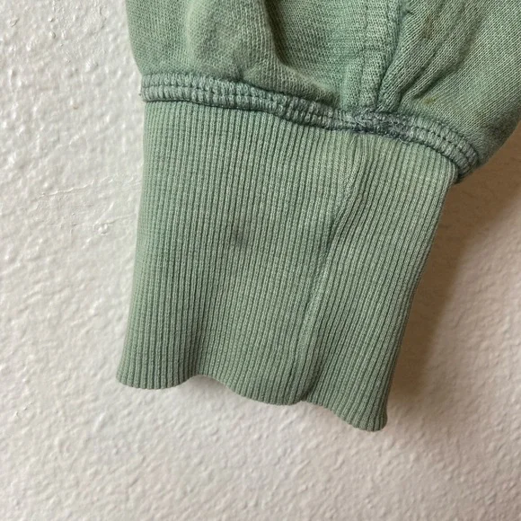 Free People Patchwork Cropped Hoodie Jacket Khaki Green - Picture 9 of 10